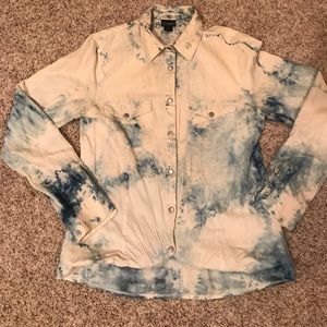Tie dyed button up collared shirt
